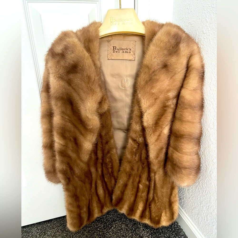 Vintage Bullocks Mink Fur Stole AMAZING NEW CONDITION original hanger and bag
